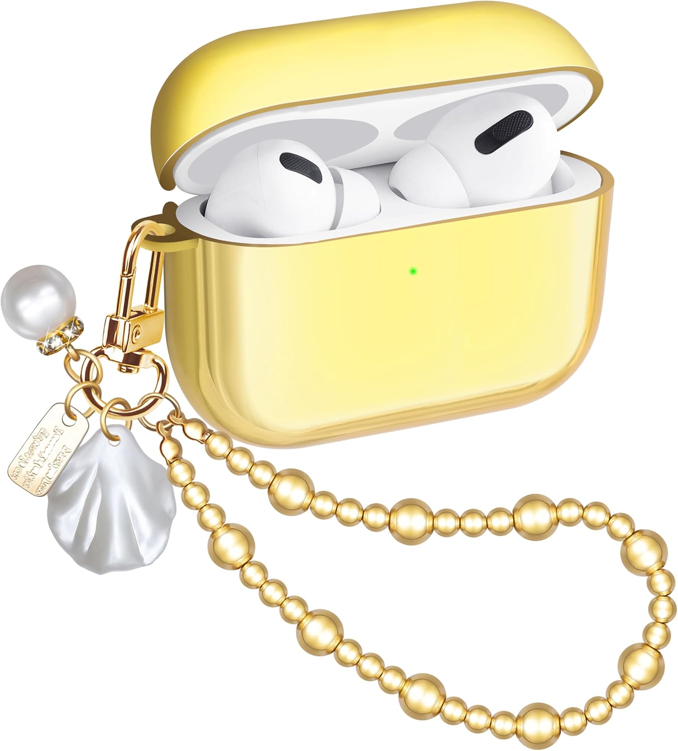 for AirPods Pro 3 Case with Golden Keychain Jewelry Charm Beads