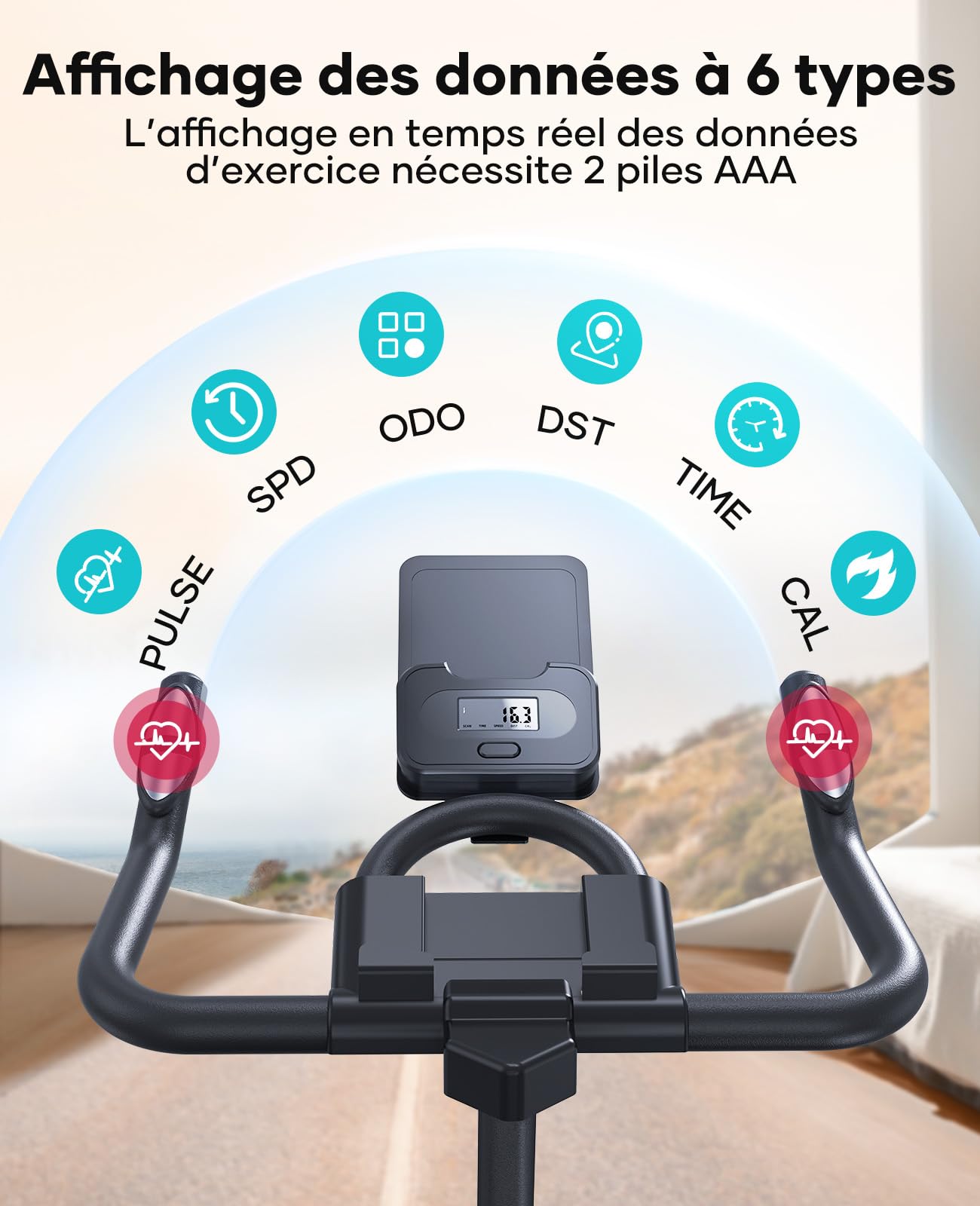 TOPUTURE Velo d'Appartement avec Écran LCD, Résistance Réglable 100 Niveaux, Silencieux, Capacité 160 kg