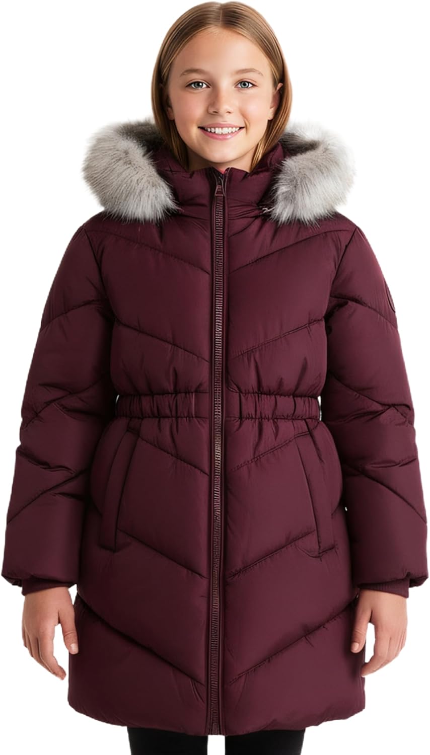 solomate Girls Winter Coats with Hood - 8-14Y Girls' Outerwear Long Puffer Fleece Lined Jackets & Coats for Kids