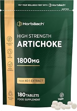 Artichoke Extract 1800mg | High Strength Artichoke Supplement | 180 Vegan tablets | Artichoke Leaves | by Horbaach