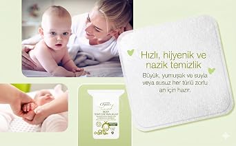 İpek Organik Bebek Temizleme Pamuğu -%100 Organik Saf Pamuk - GOTS Sertifikalı ve Antialerjik - 60 Adet