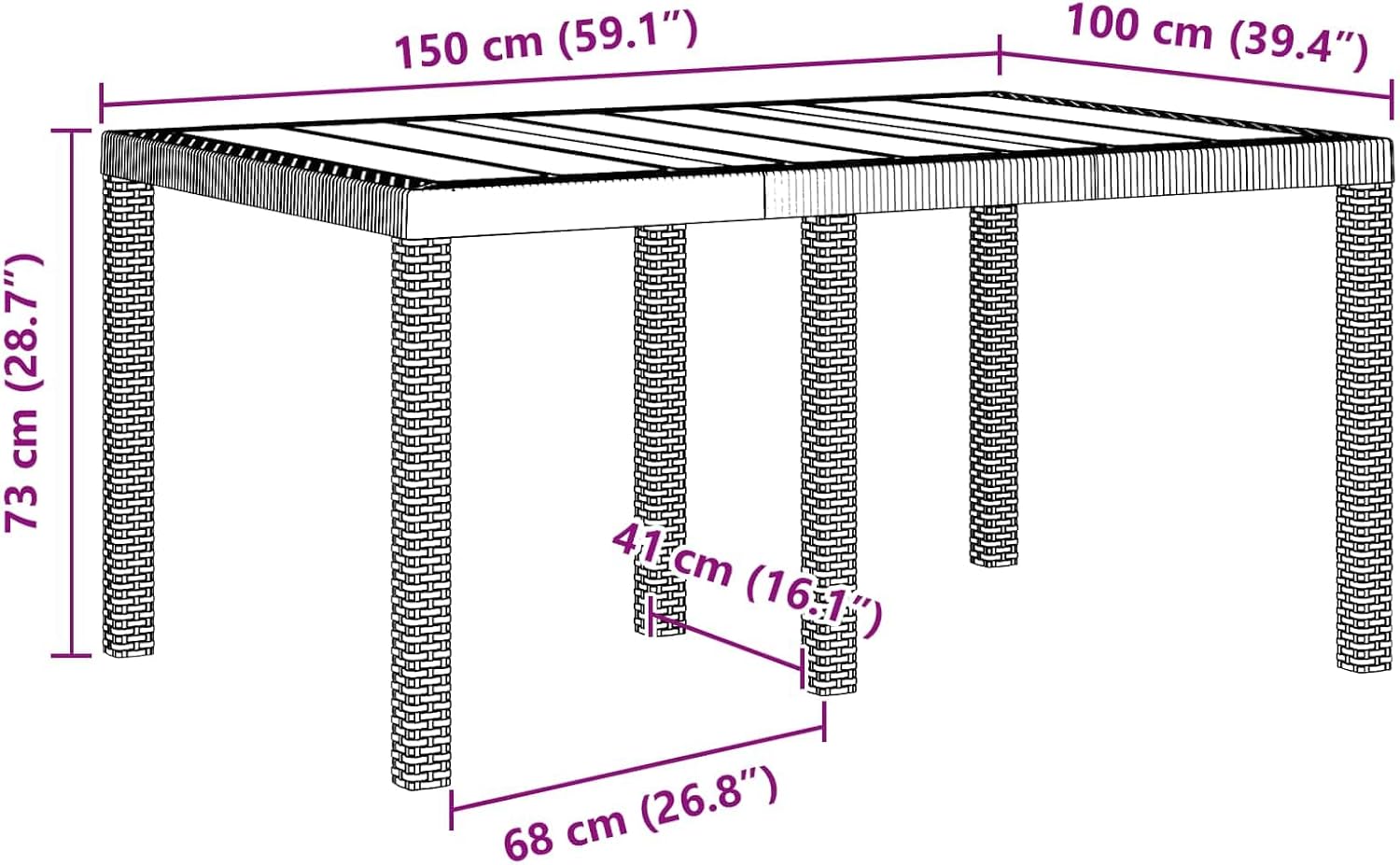 Garden Coffee Table Anthracite Poly Rattan Outdoor Patio Furniture Durable 59.06 x 39.37 x 28.74 in Patio Table for Outdoor Lounges and Social Gatherings