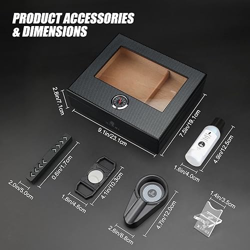 Miniatura 4 de XIFEI Humidor de cigarros y encendedor de llama de 3 sopletes con punzón de puros