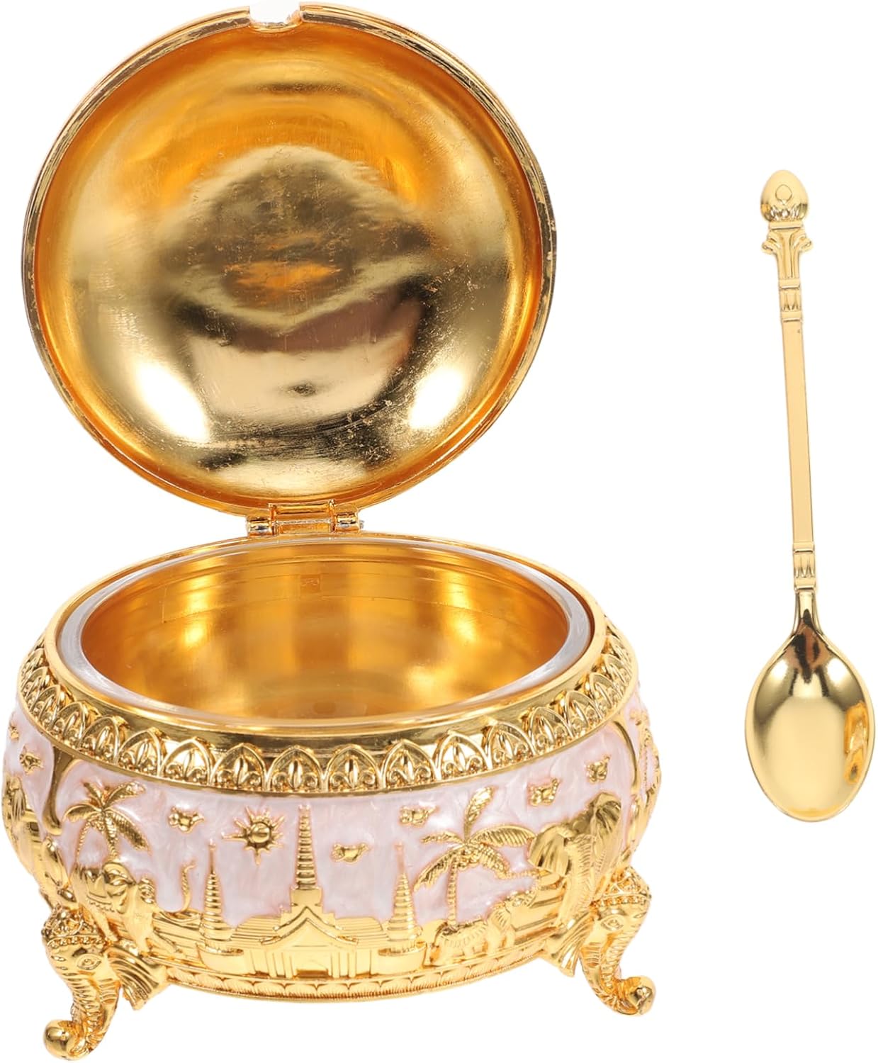 Minimalist European Condiment Jar Zinc Alloy Sugar Seasoning Storage Jar Salt Container for Kitchen Elegant Sugar Dish