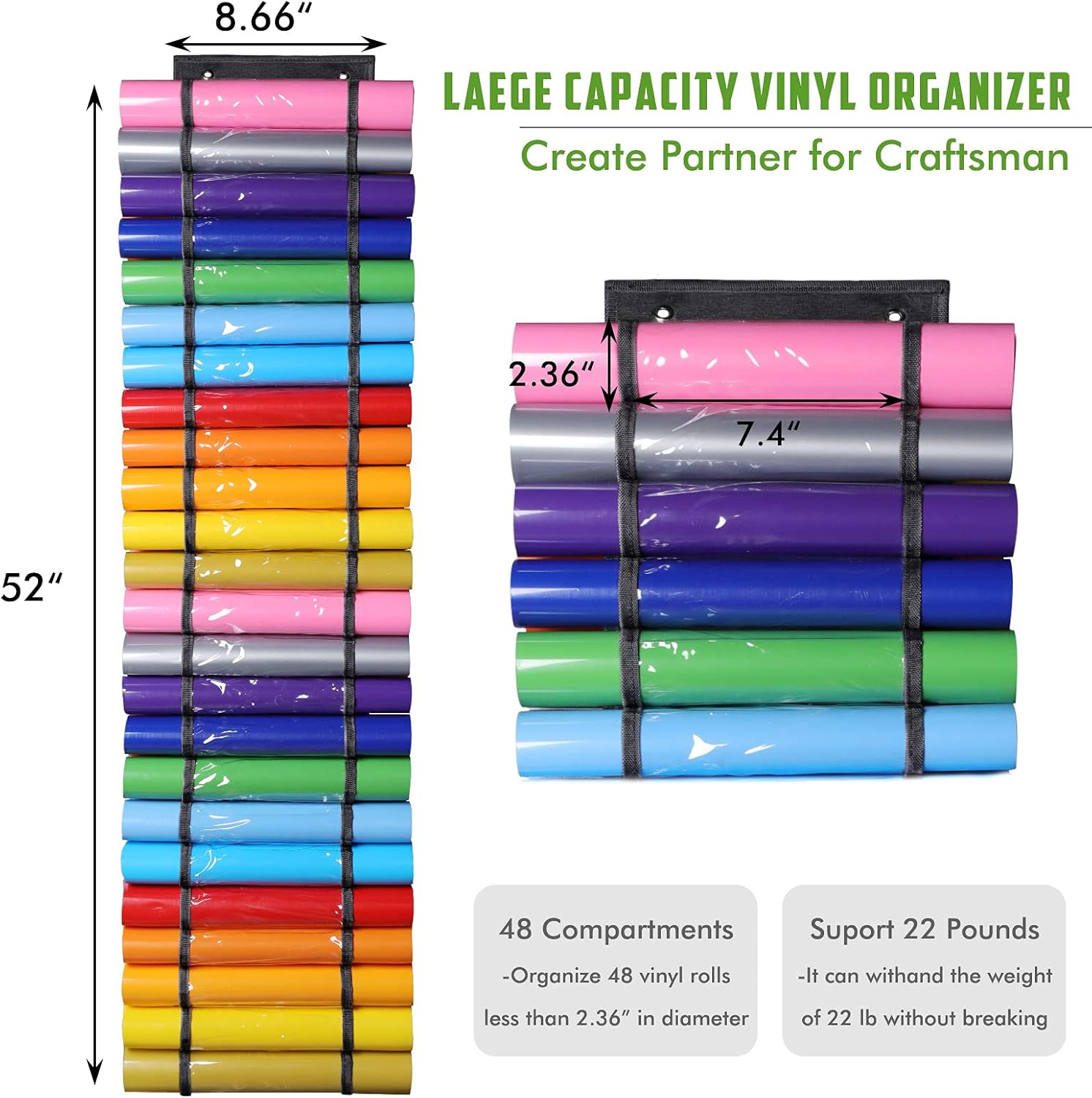 Buy AROUY Vinyl Storage Organizer Vinyl Roll Holder Wall Mount/Over