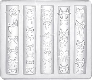 Bow Nail Charm Mold, 3D Silicone Transparent Bow Nail Mould Carving Template Stencil for Craft Project Women Fingertip Art Decoration