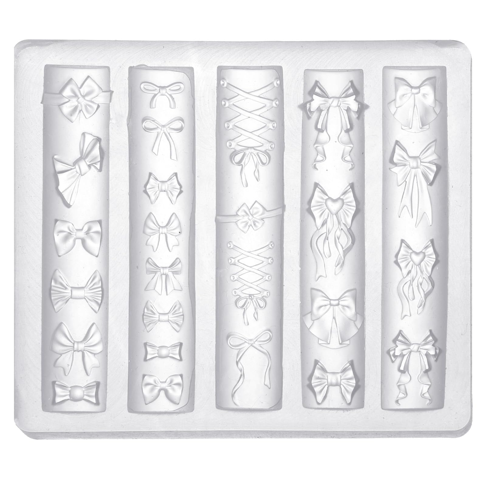 lasuroa Stampo Unghie a Fiocco, Modello Intaglio di Stampi per Nail a Fiocco Trasparente in Silicone 3D per Progetti Artigianali Decorazione Artistica delle Punte delle Dita Donne