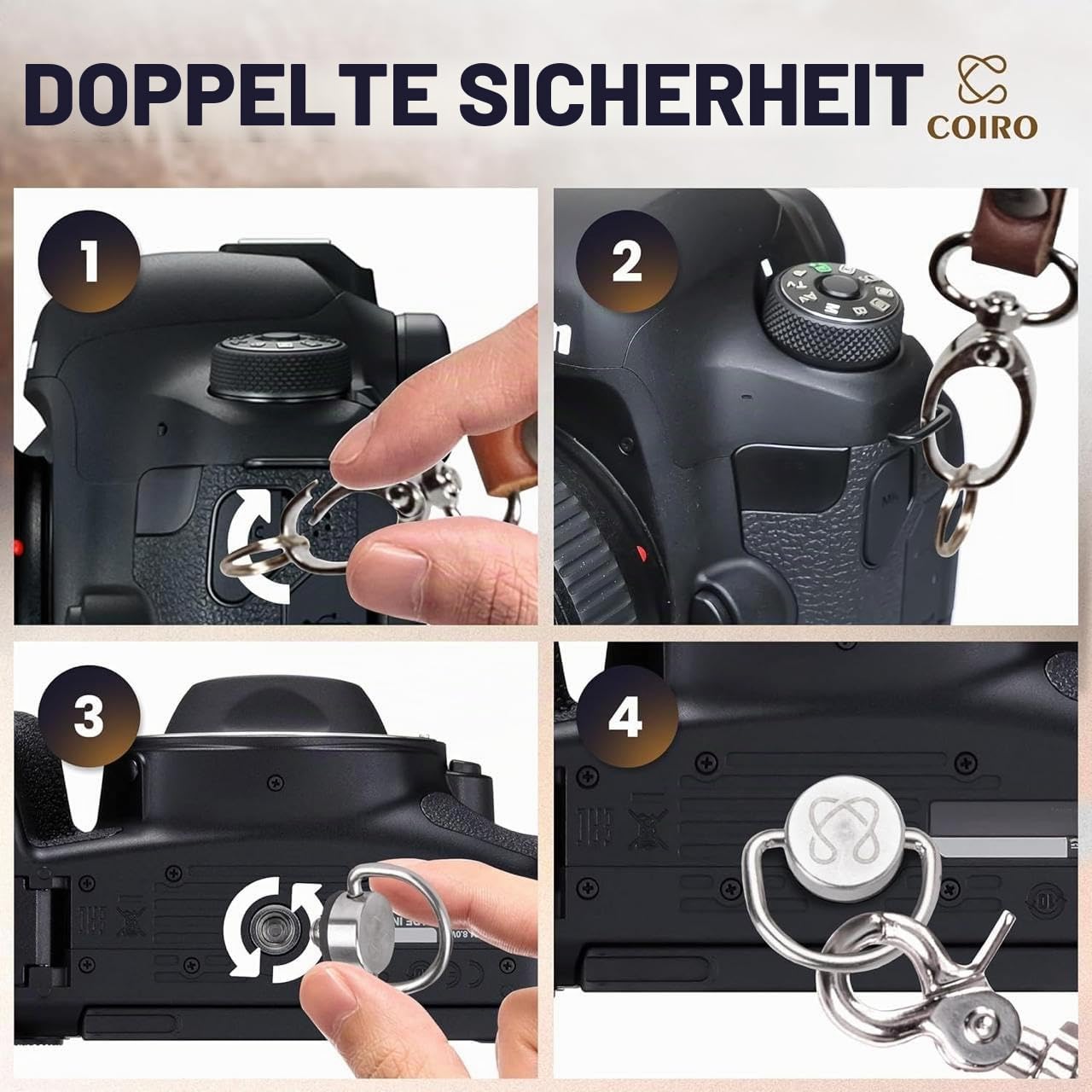 C Coiro Kameragurt für 2 Kameras mit doppeltem Tragegurt aus Leder und verstellbarem Schultergurt Ledergurt DSLR/SLR