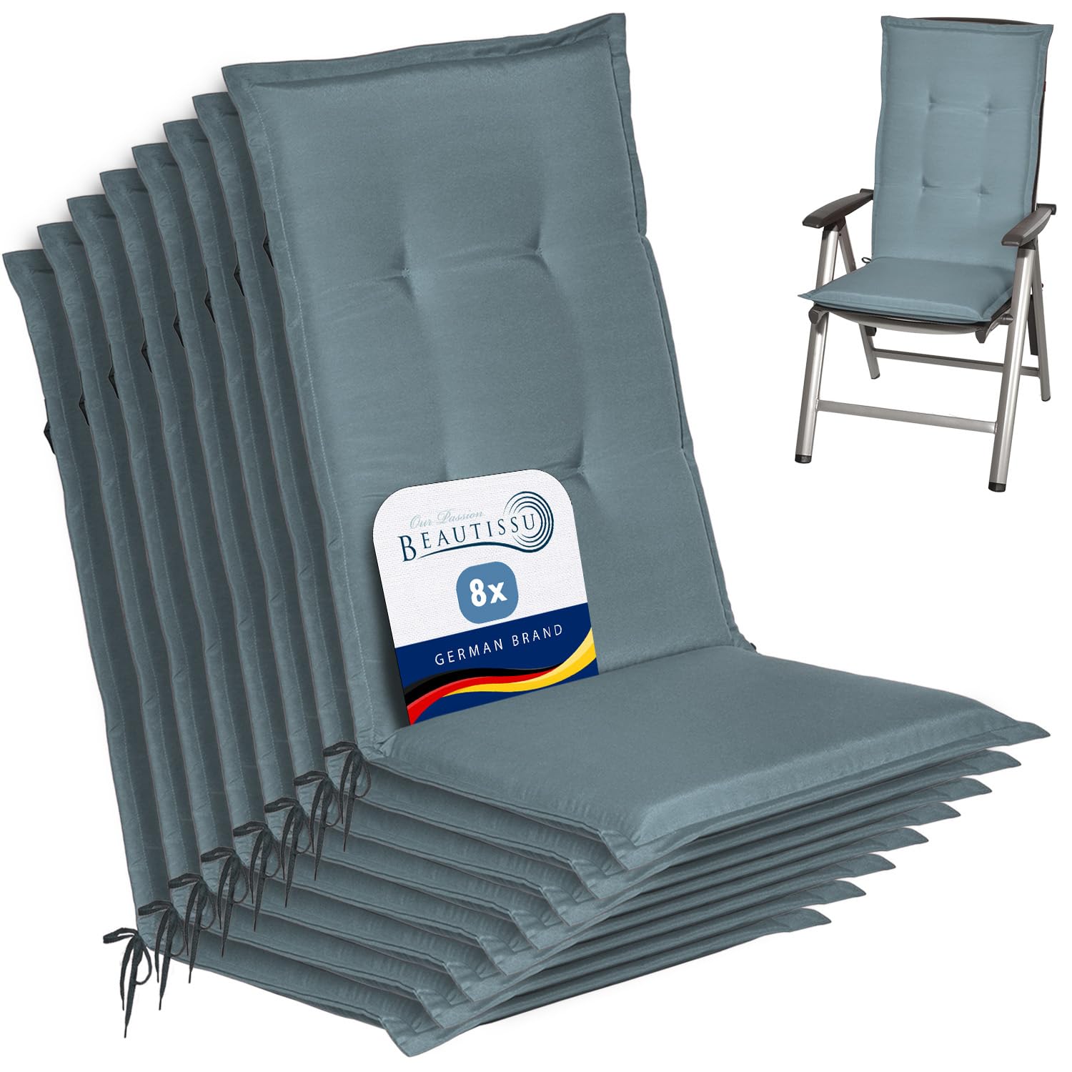 Beautissu Highback Outdoor Chair Cushions Set of 8 for Garden Chairs Seat โ image 1