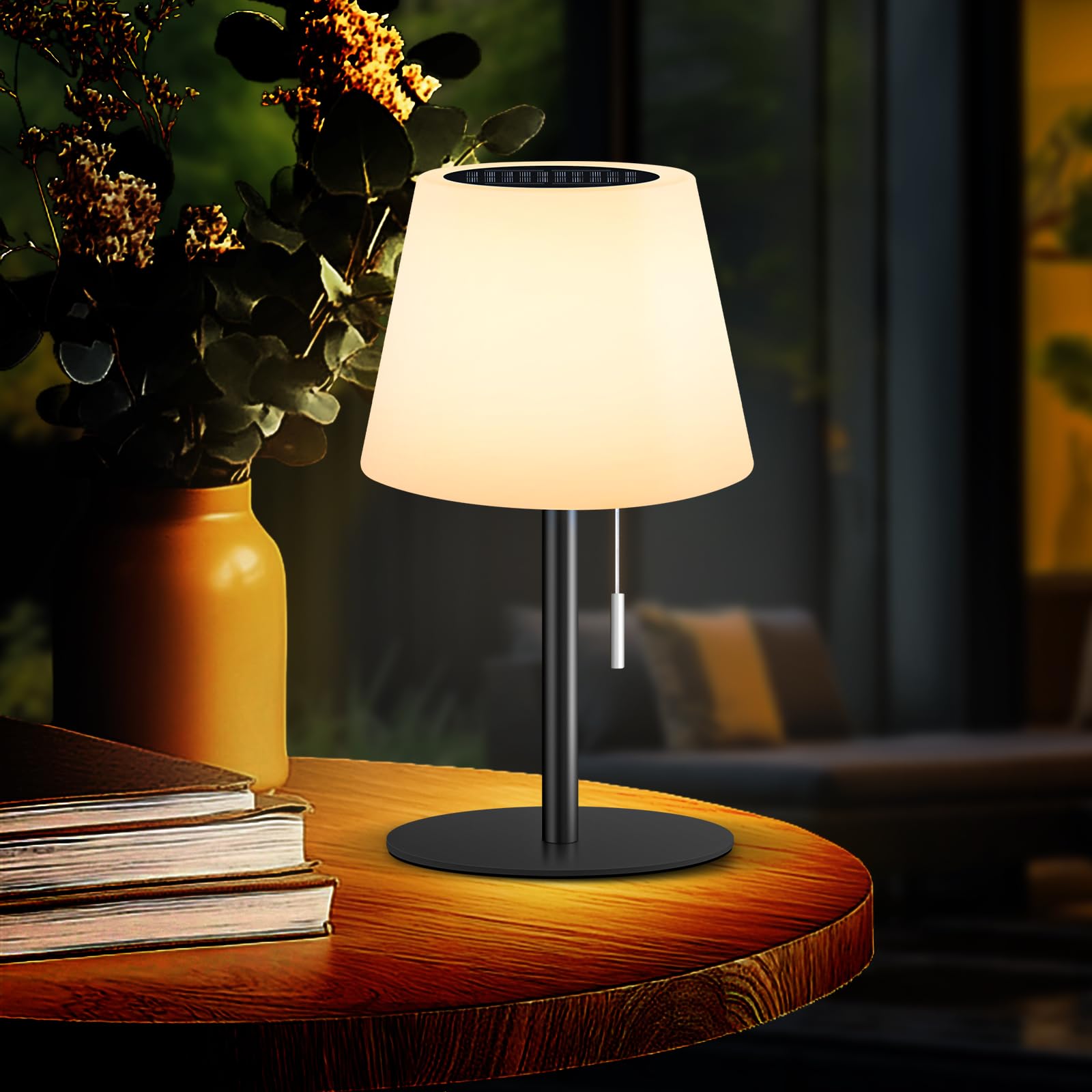 Lámpara de mesa solar exterior,batería lámpara de mesa LED Sin cable,regulable,blanco cálido y RGB,lámpara de mesa solar con sensor de luz,lámparas solar para interior/exterior jardín terraza.