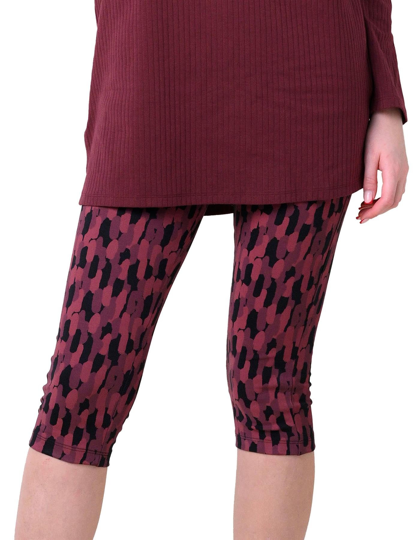 Enorsia Womens High-Waisted Printed Cropped Leggings with Elasticated Waistband – All Over Spot Print – Skinny Fit for Comfortable Wear(Red,18)