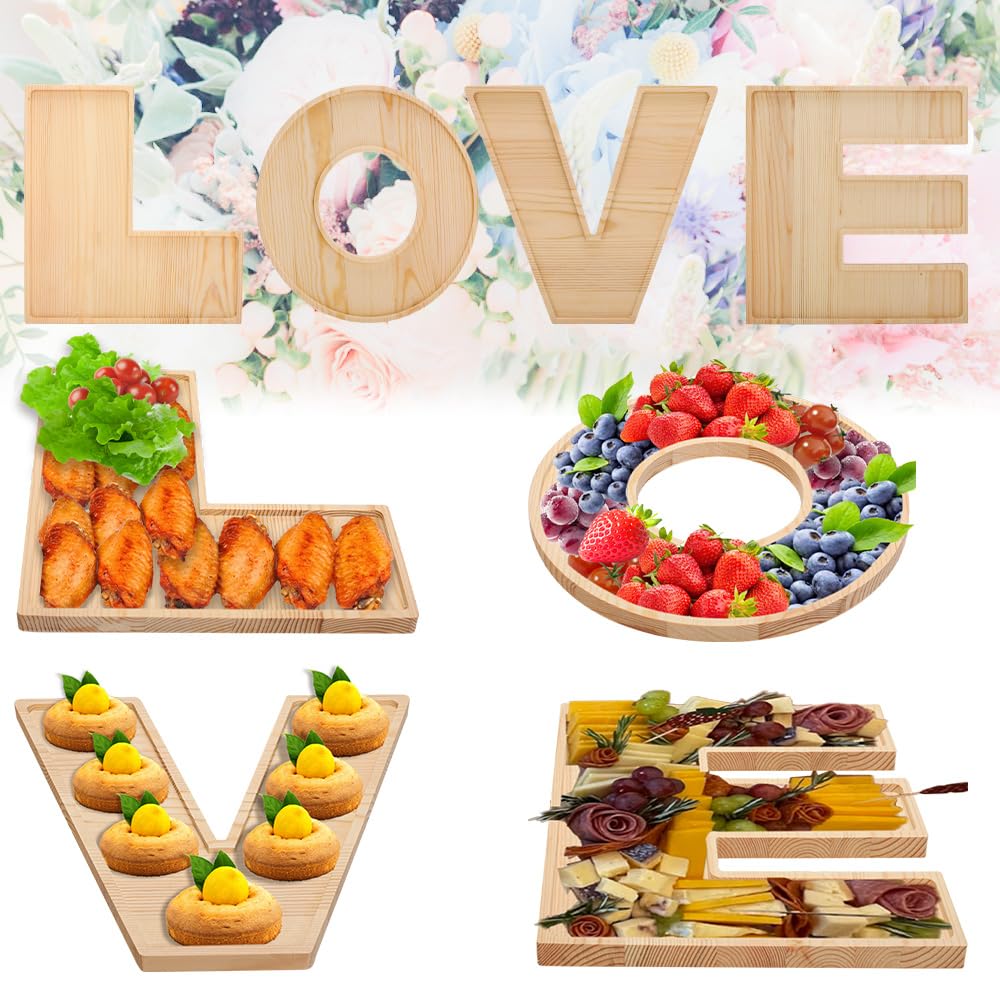 ABCウッディカード  ガイドプレート無料プレゼント付き Amazon.com: 4PCS Larger Charcuterie Letter L O V E fillable Trays