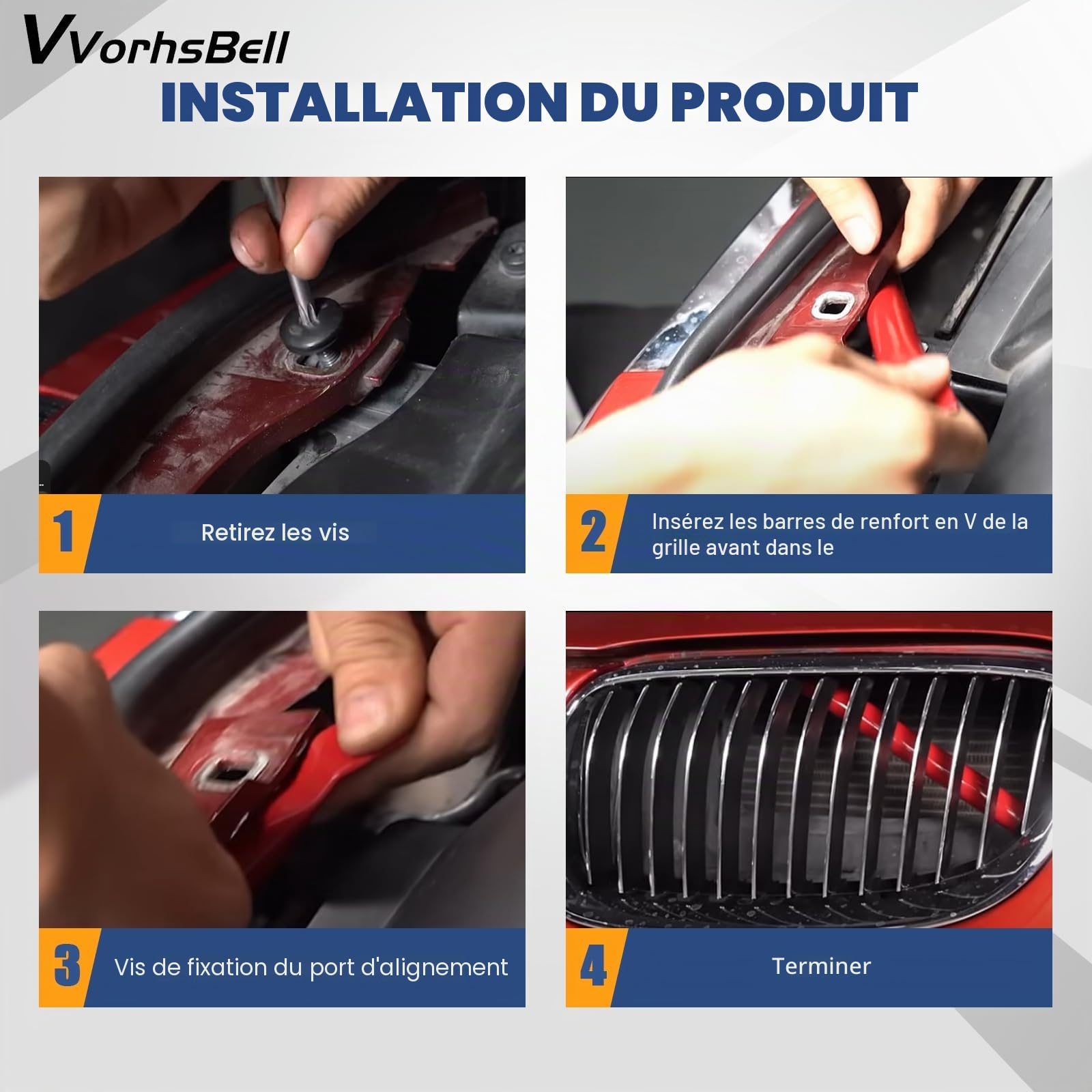 Barres de renfort en V compatibles avec les modèles 2006-2013 BMW E90 E91 E92 E93 Série 3 335i, 335is et 335xi avec revêtement en poudre