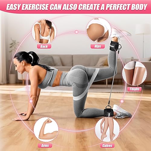 Miniatura 4 de Ankle Resistance Bands with Cuffs, Resistance Bands Set for Working Out, Leg and Glute Exercise Bands – Home Gym Workout Equipment for Women, Booty