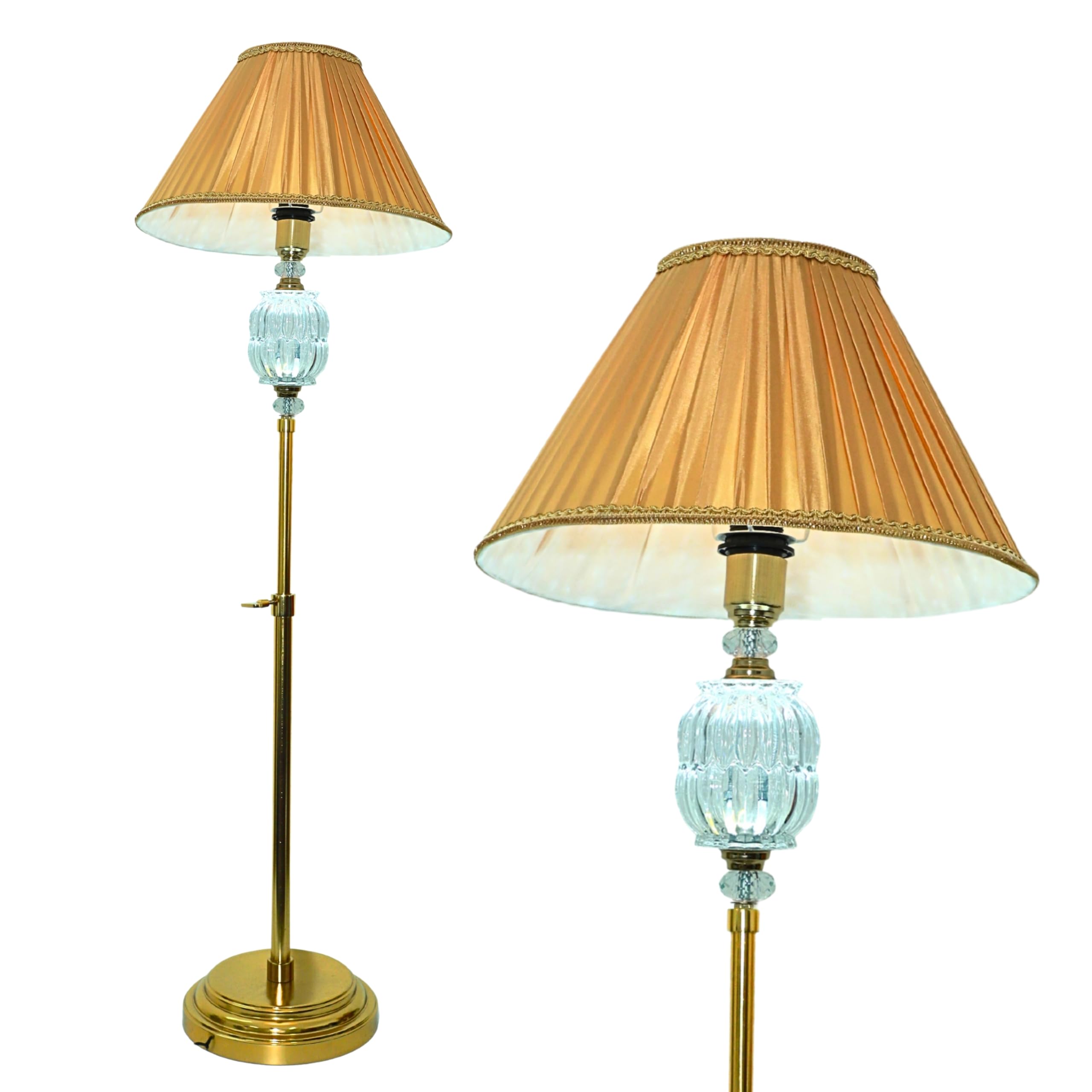 Lamp Shade for Living Room Corner, Bedroom, Home, Hotel, Office Royal Brass Antique Finish Gold Floor Lamp Standing (Golden)