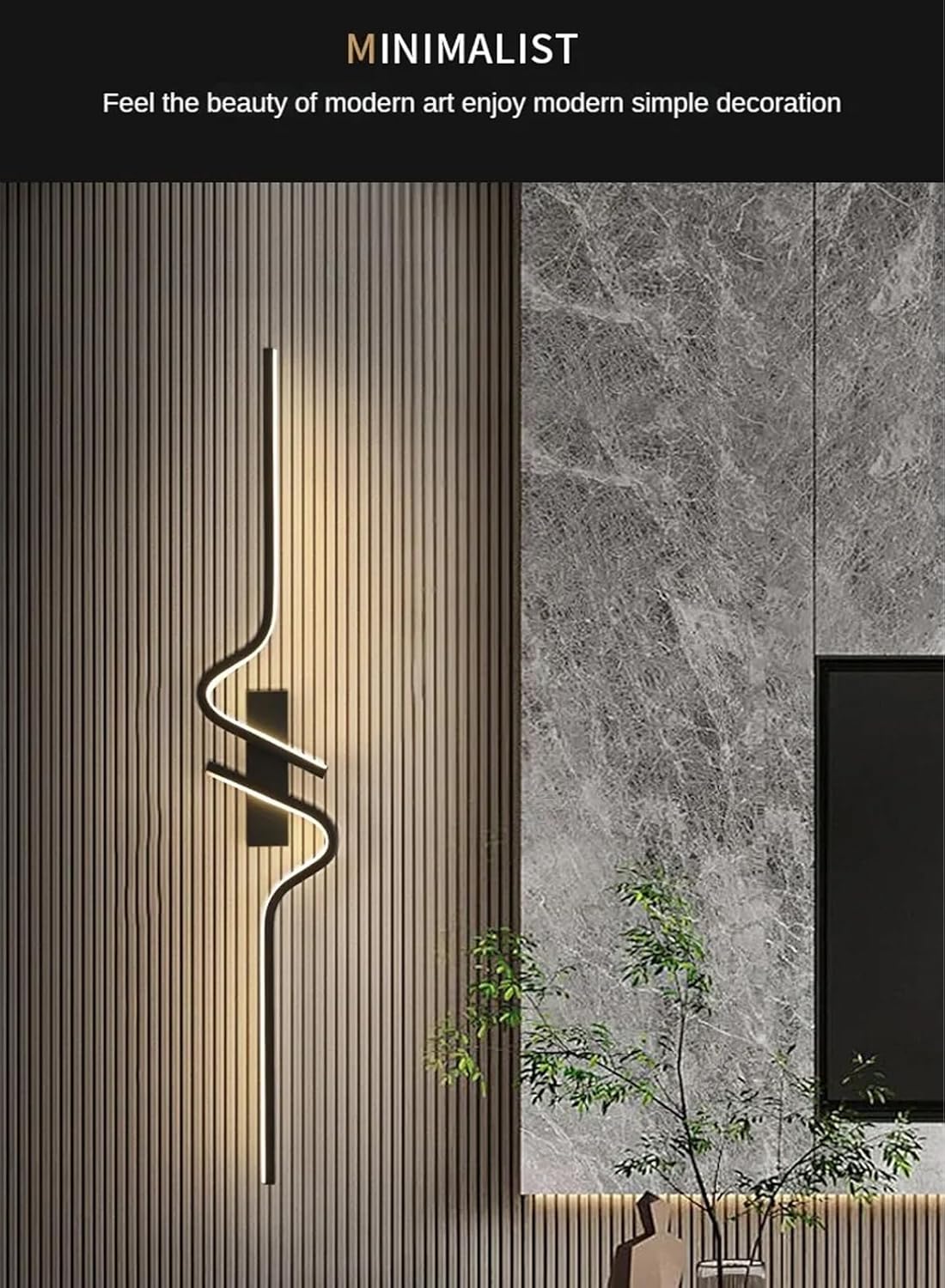 مصباح حائط LED ثلاثي الألوان 100 سم باللون الأسود،...