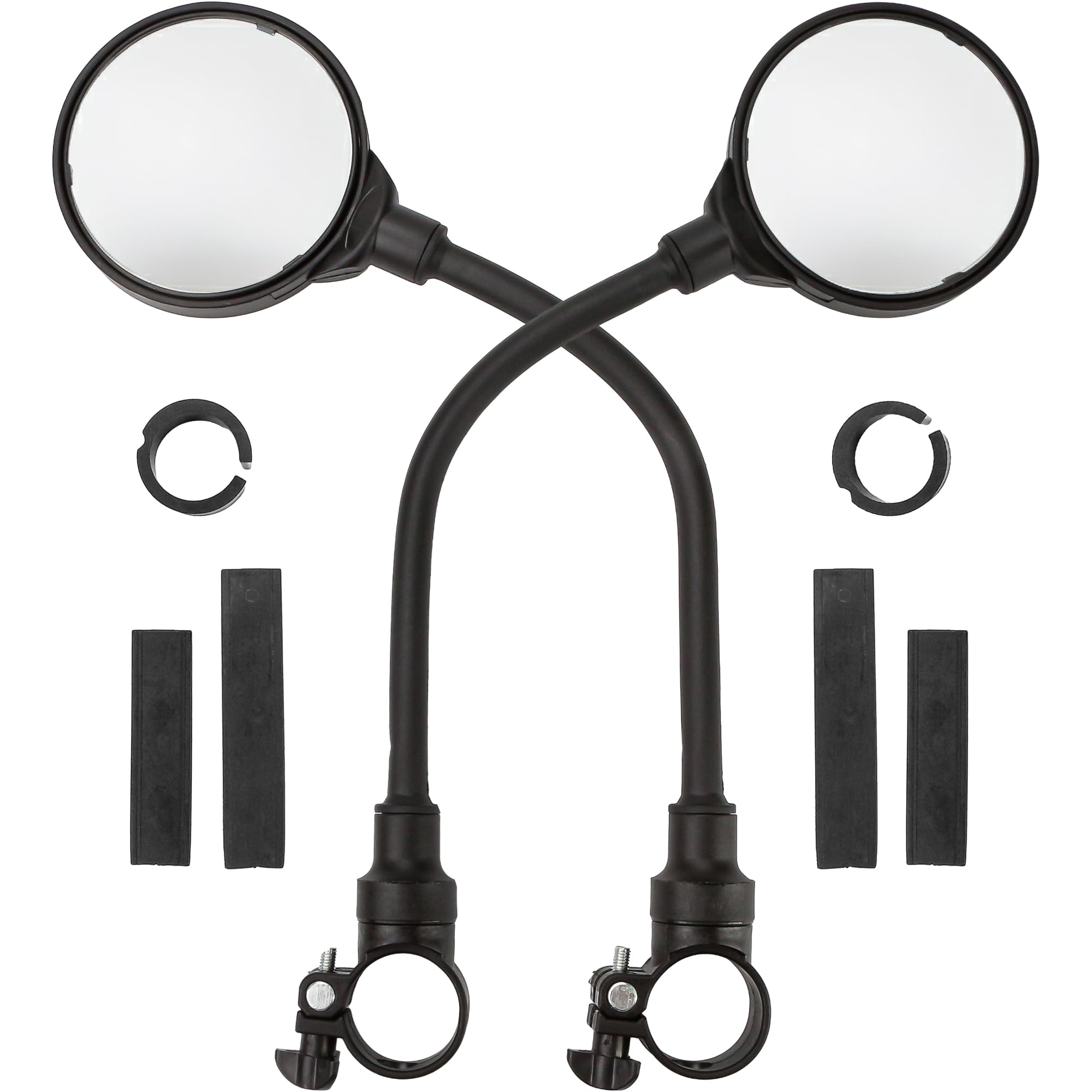 Bike Mirror Rotatable Adjustable Wide Angle Rear View Shockproof Convex Mirror Universal for Bike Scooter Electric Motorcycle – Foldable Handlebar Mount Wide-Angle Safety Acrylic Glass (2PC Black BM1)