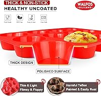 Vista 2 de Walfos - Molde de silicona para magdalenas - 12 tazas, molde de silicona regular para cupcakes, antiadherente, ideal para hacer pasteles de muffin