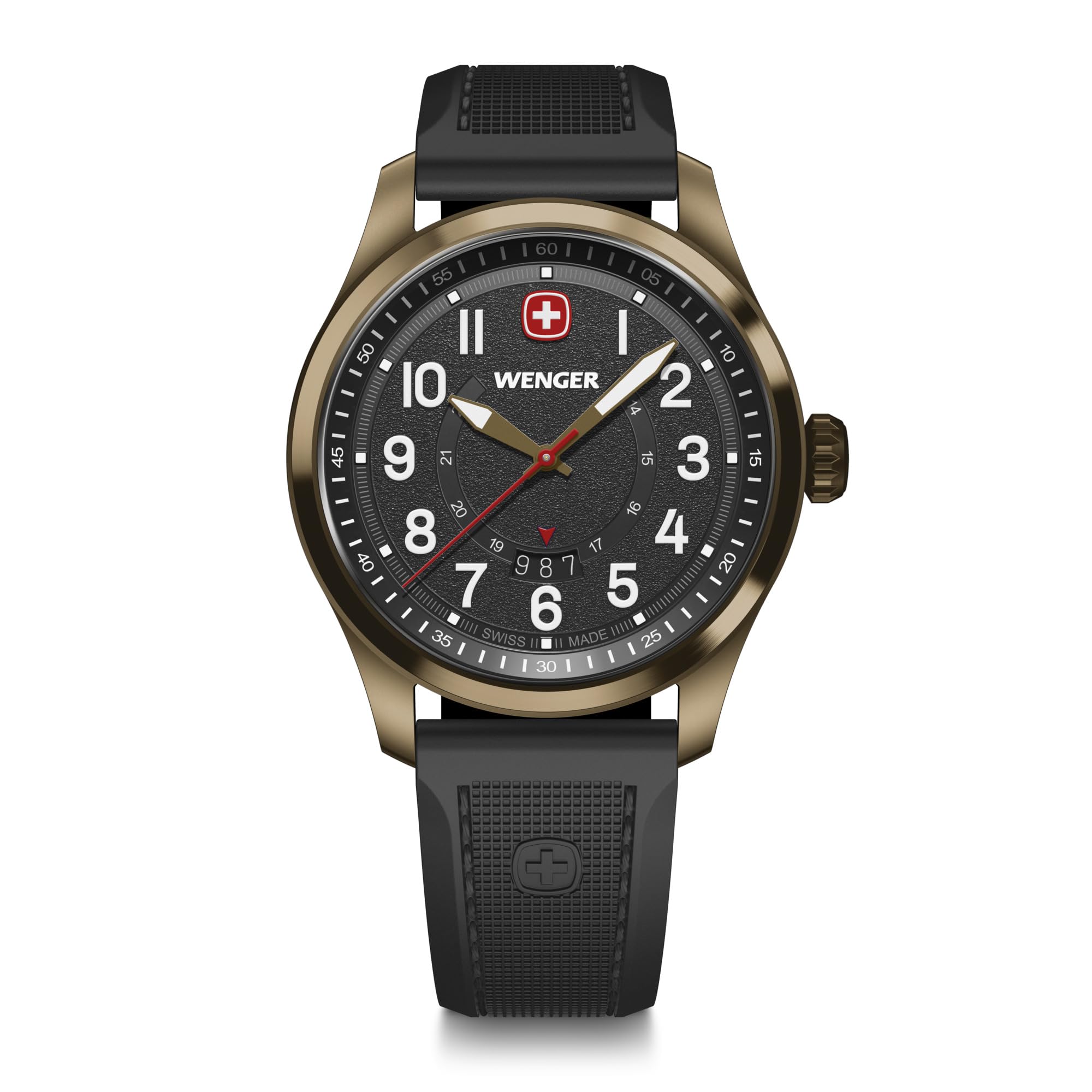 WENGER Herren Armbanduhr Terragraph Analog Quarz, Ø 43 mm, Swiss Made, Wasserdicht bis 100 m