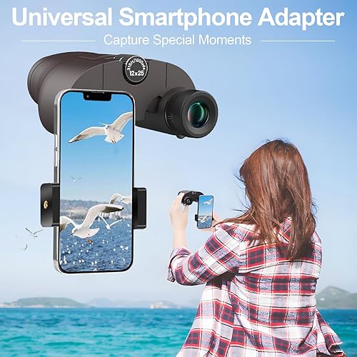 Miniatura 4 de OPAITA Prismáticos de alta potencia de 12 x 25 pulgadas para adultos con adaptador universal de teléfono, prismáticos ligeros con visión grande,