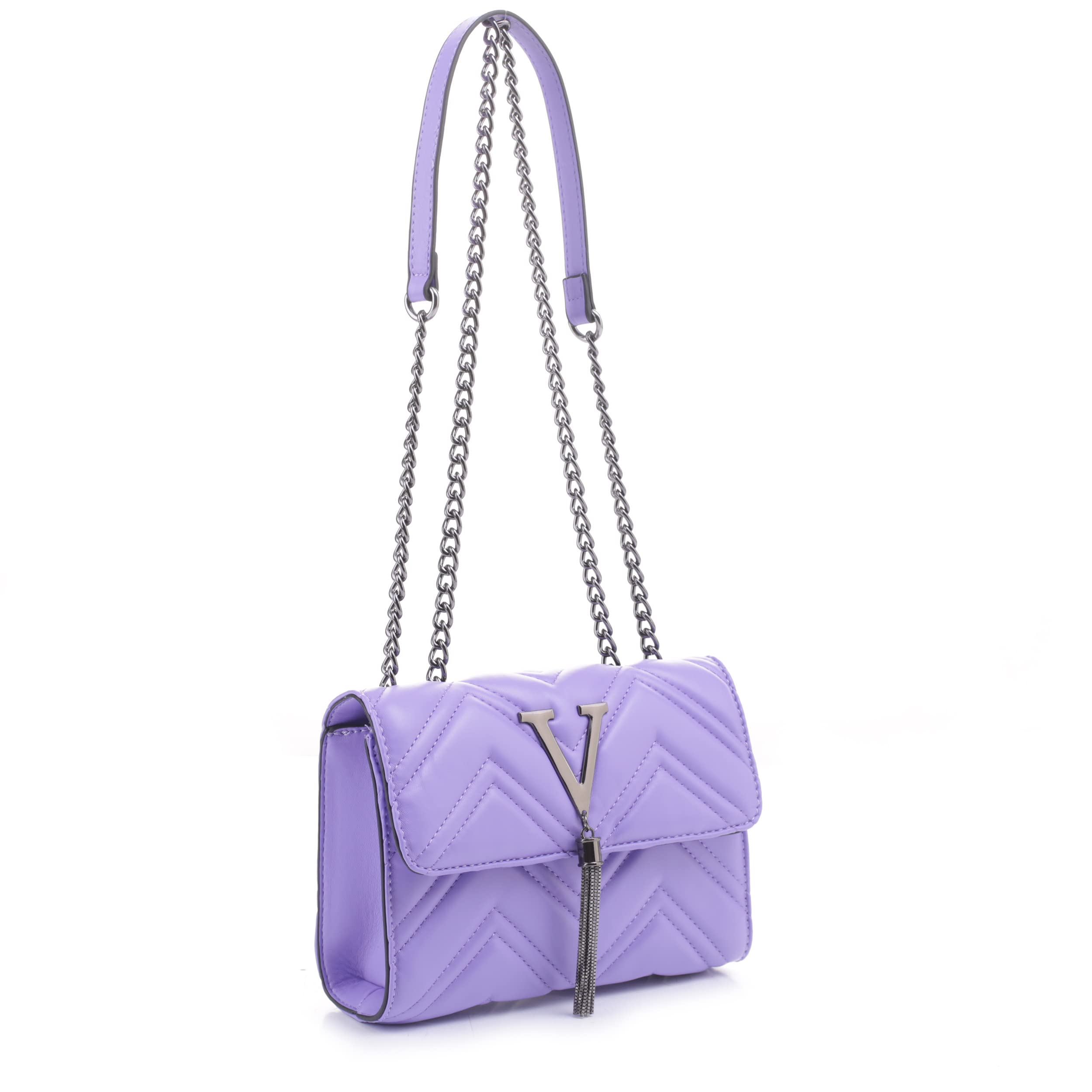 EVVEQuilted Crossbody Bag For Women, Lightweight Small Shoulder Purse With Chian Strap