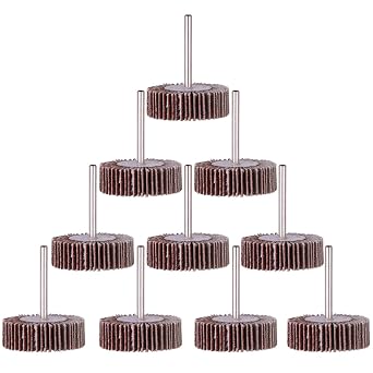Rocaris 10 Pack Flap Wheel, 120 Grit for Rotary Tools | 1/8 inch Shank 32X10X3