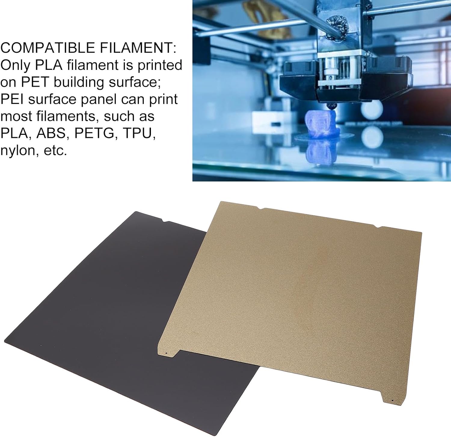 Double Sided Print Bed PET Carbon Fiber and PEI Frosted Sheet Magnetic Build Plate 315x310MM Support PLA ABS PETG TPU Nylon Filaments for 3D Printer