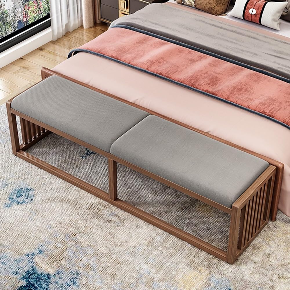 End Stool Solid Wood New Chinese Style Bed End Stool Shoe Bench Bedroom Bed Front Stool Bed End Couch Long Shoe Bench Long Bench(Black Rosewood,Small)