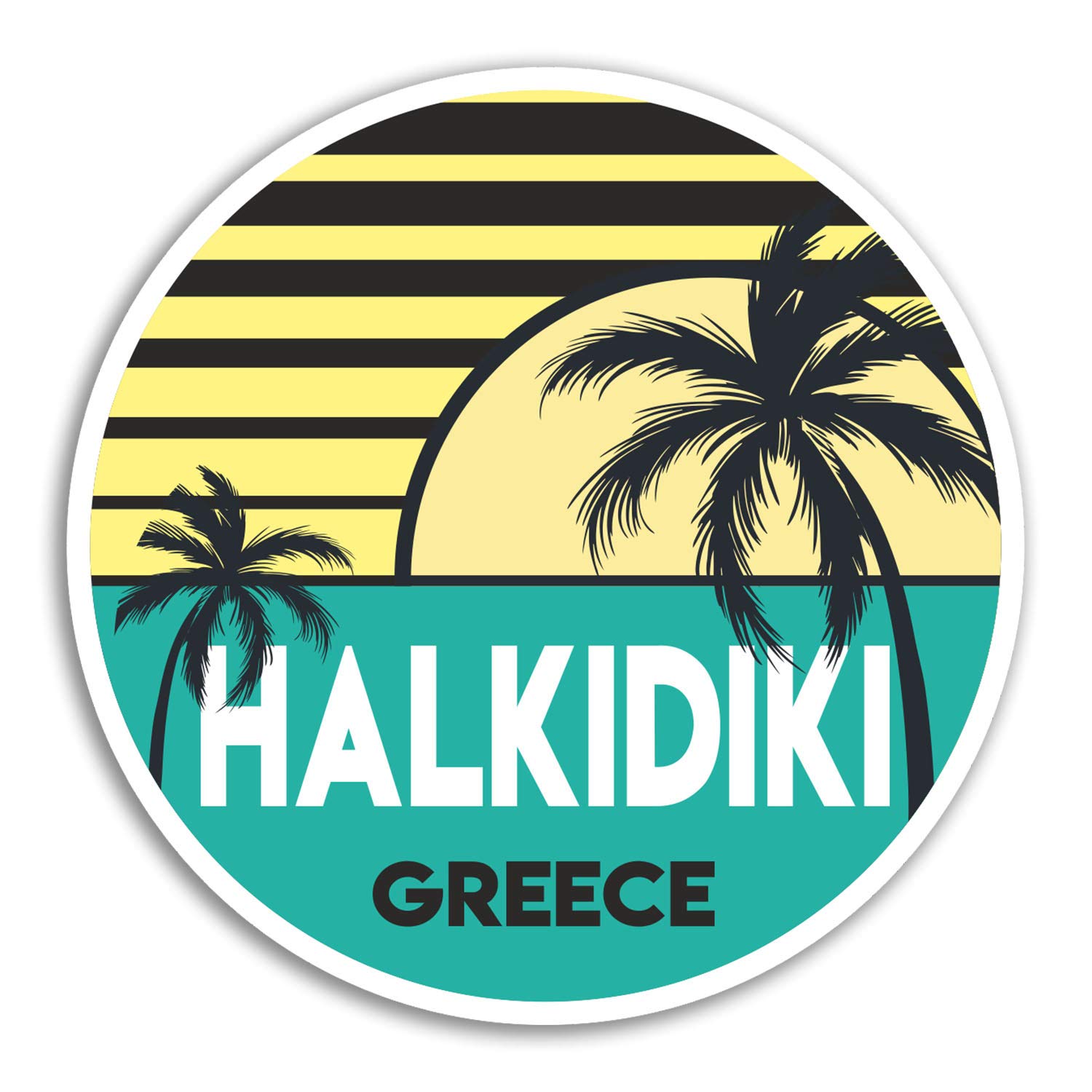 Destination Vinyl Ltd Multi 2 X 10Cm Halkidiki Vinyl Stickers - Greece Travel Sticker Laptop Luggage #18274 (10Cm Wide)