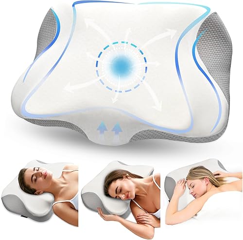 Almohada cervical para aliviar el dolor de cuello, almohadas de espuma viscoelástica de contorno inodoro, almohadas ortopédicas ergonómicas para
