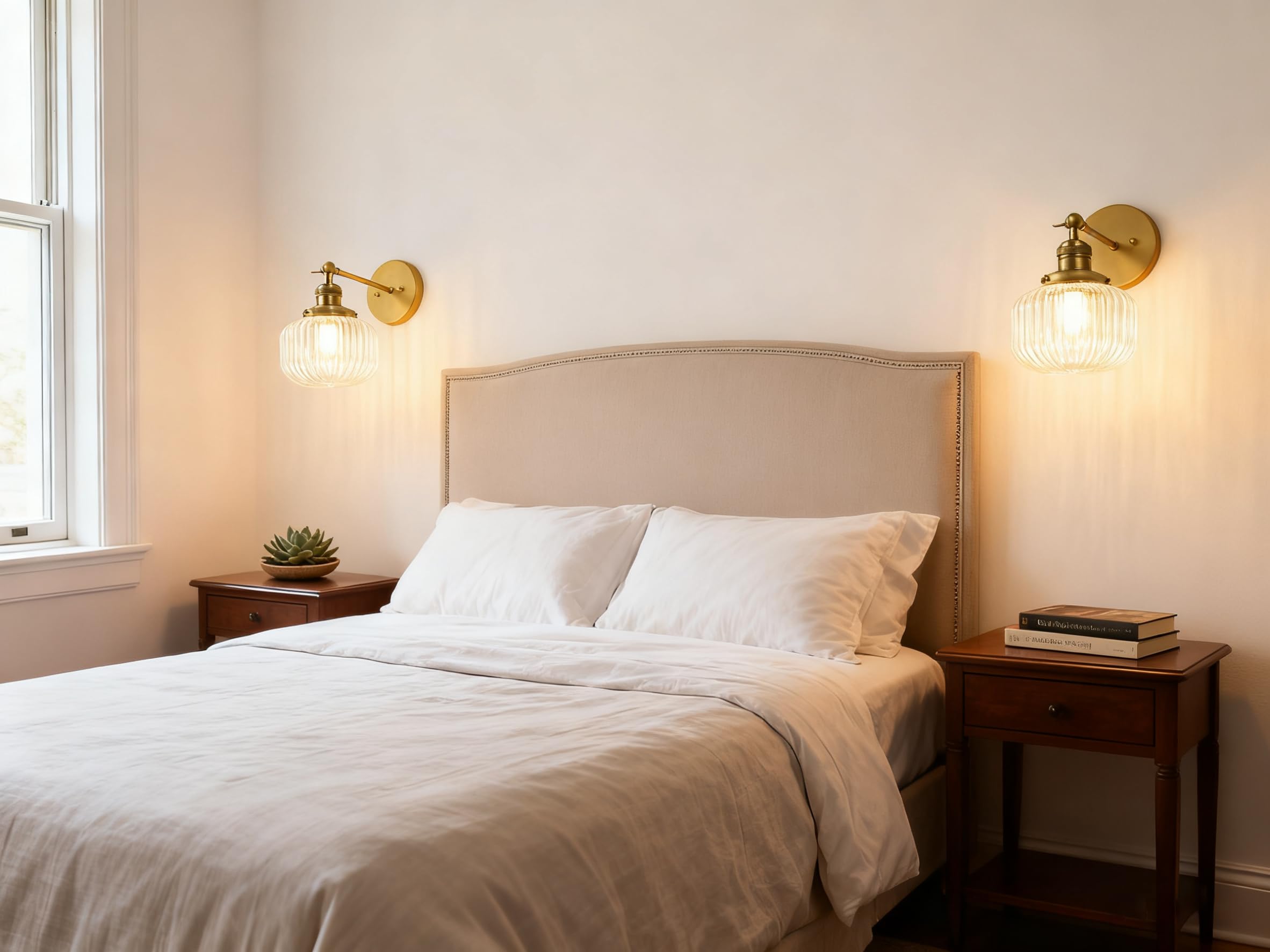Phansthy Vintage Wandleuchte Modernes gestreiftem Klarglas Wandbeleuchtung Industrie Loft-Wandlampen im Landhausstil für Flur Schlafzimmer Wohnzimmer Küche Badezimmer Gästezimmer etc(Antike Farbe)