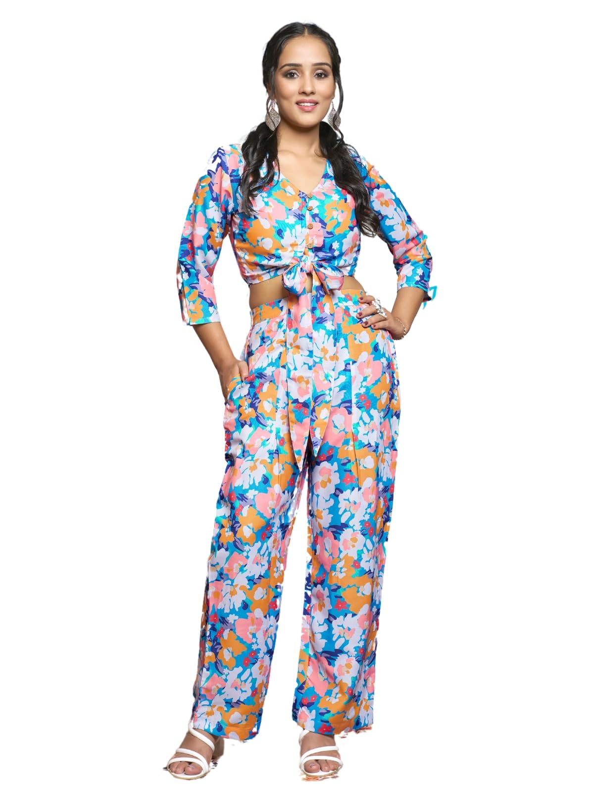 Leriya Fashion Rayon Blend Co Ord Set For Women | Summer Co Ord Set For Women | Formal Casual Style Co Ord Set For Women | Women Co Ord Set (Small, Multicolor), Multicolour