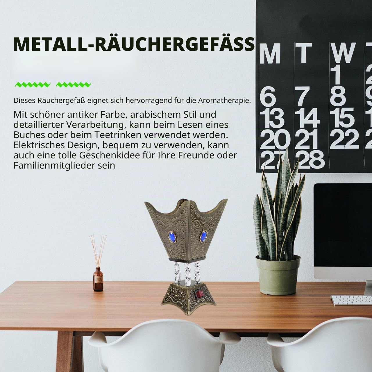ABOOFAN Elektrischer Weihrauchbrenner 18 x 10 x 10 cm, Eisen Schwarz – Sichere Wachswürfel-Schmelztechnik für kontinuierliche Duftfreisetzung – for Wohnzimmer, Büro, Hochzeitsgeschenke
