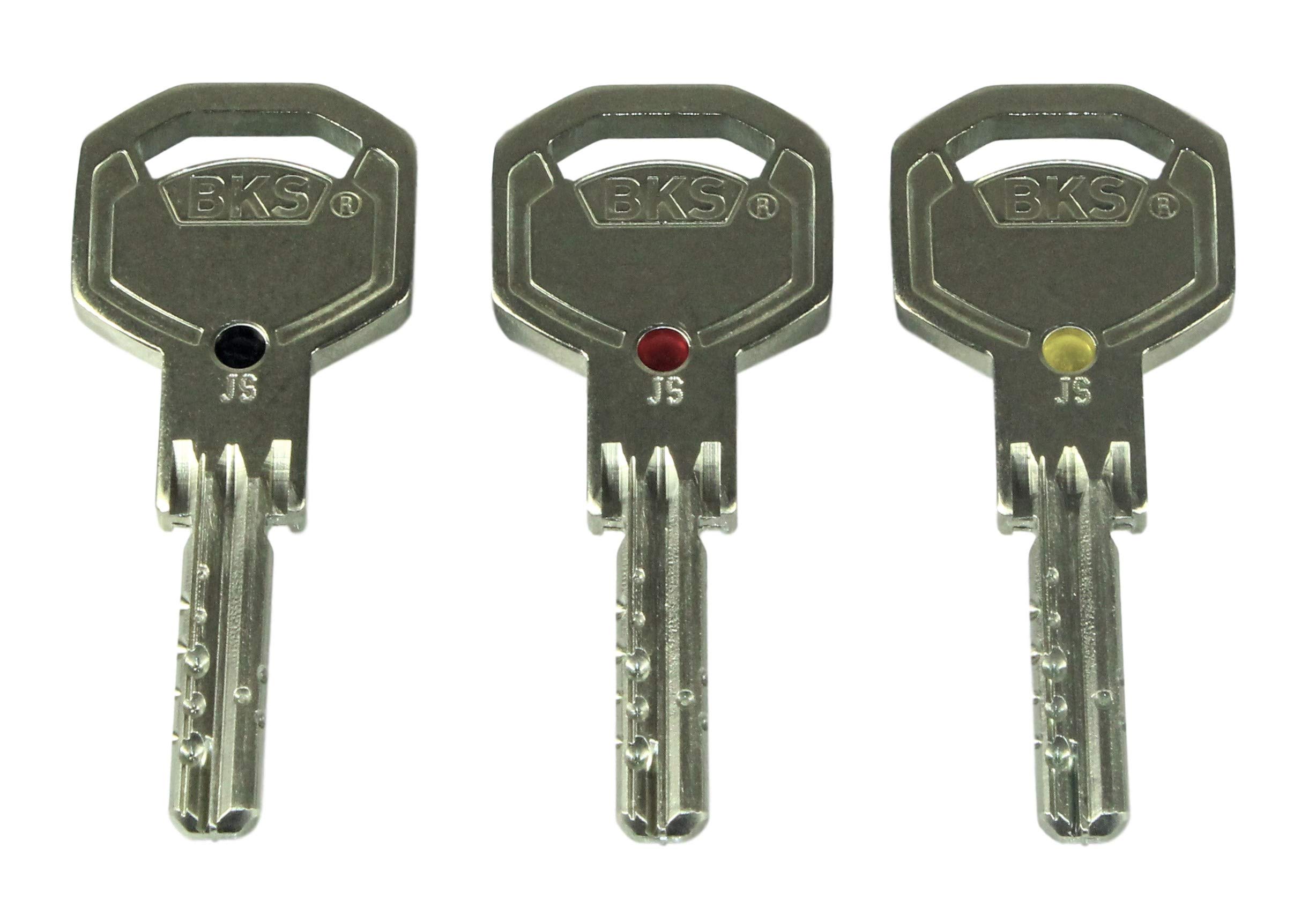 BKS Sicherheits Profilzylinder Janus Serie 46 (Sonderedition Schwarz/Rot/Gold), incl. 6 Schlüssel, Baulänge: 31/35 (30/35) mm mit Not und Gefahrenfunktion incl. SN-TEC Montagematerial