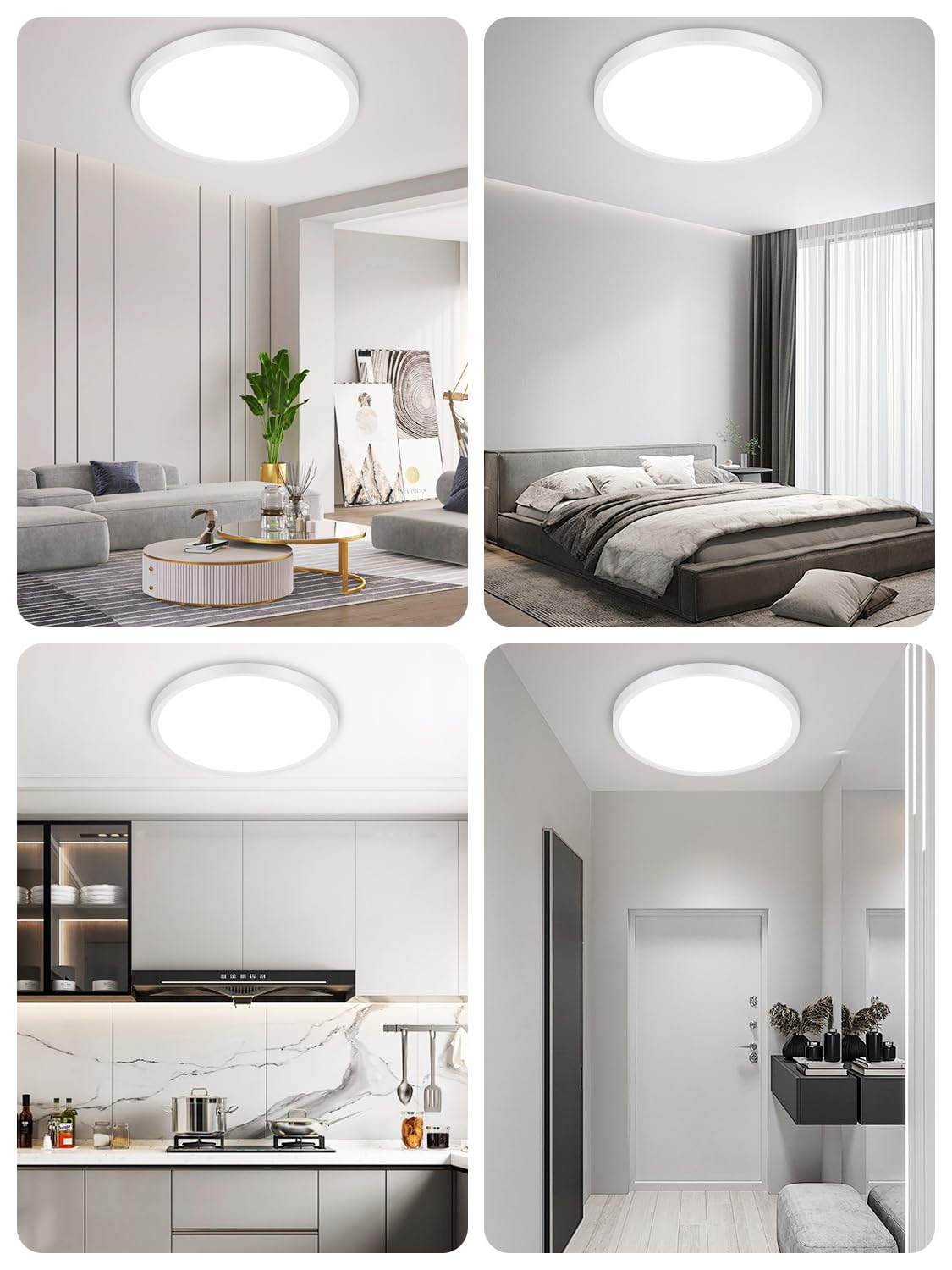 Plafoniera LED Soffitto 60W,6500K Bianco freddo Lampada da Soffitto,6000LM Plafoniera Moderni,Ø50CM Lampada LED per Camera da Letto, Cucina, Soggiorno Balcone