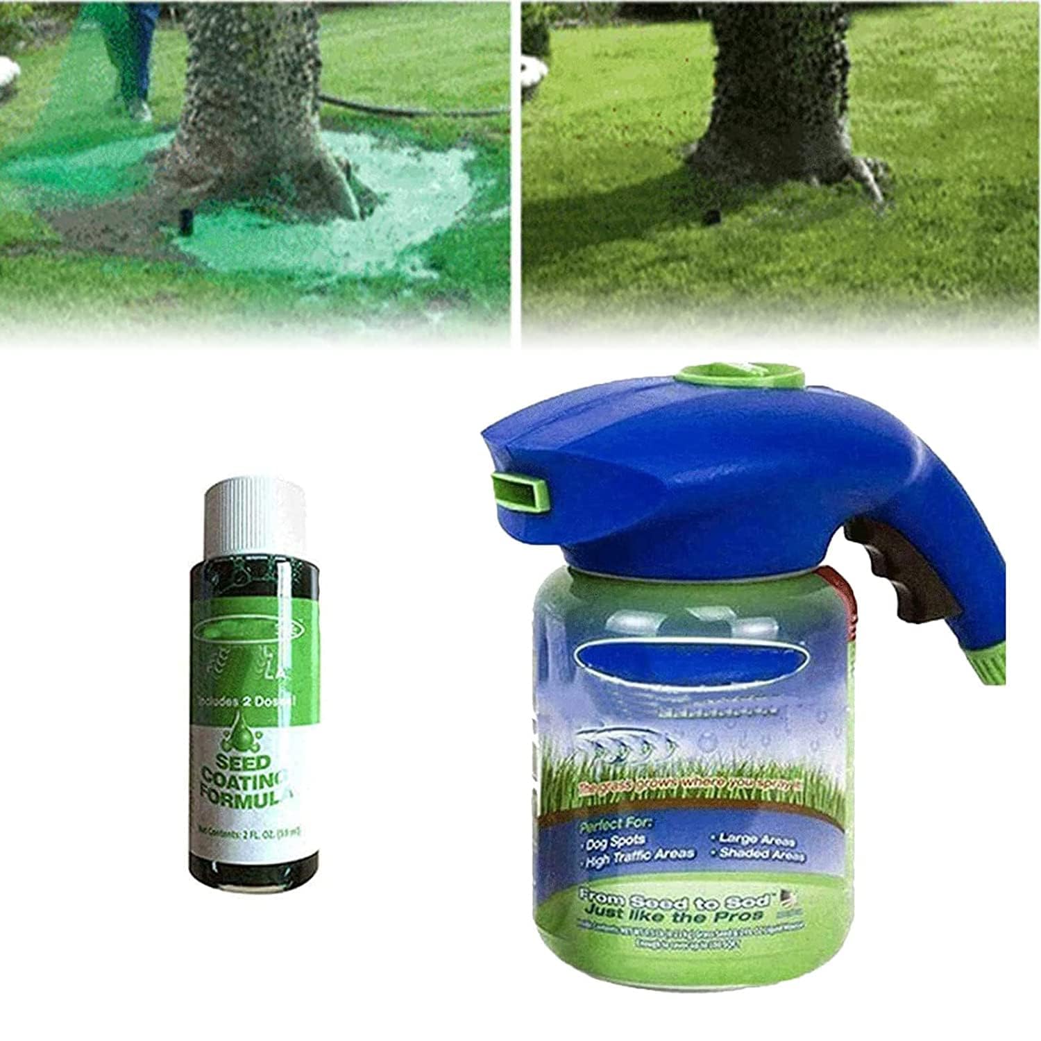 Household Seeding Liquid Lawn Spray, 2024 New Hot Liquid Seeding Grass Lawn Green Spray, Household Seeding System Liquid Spray Lawn Care Grass Shot, Not Include Grass Seeds