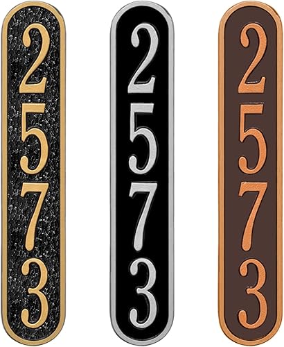 Vista 137 de Placa de dirección de metal personalizada, letreros de números para placa de pared de casa, letrero de dirección de nombre de calle, números de casa