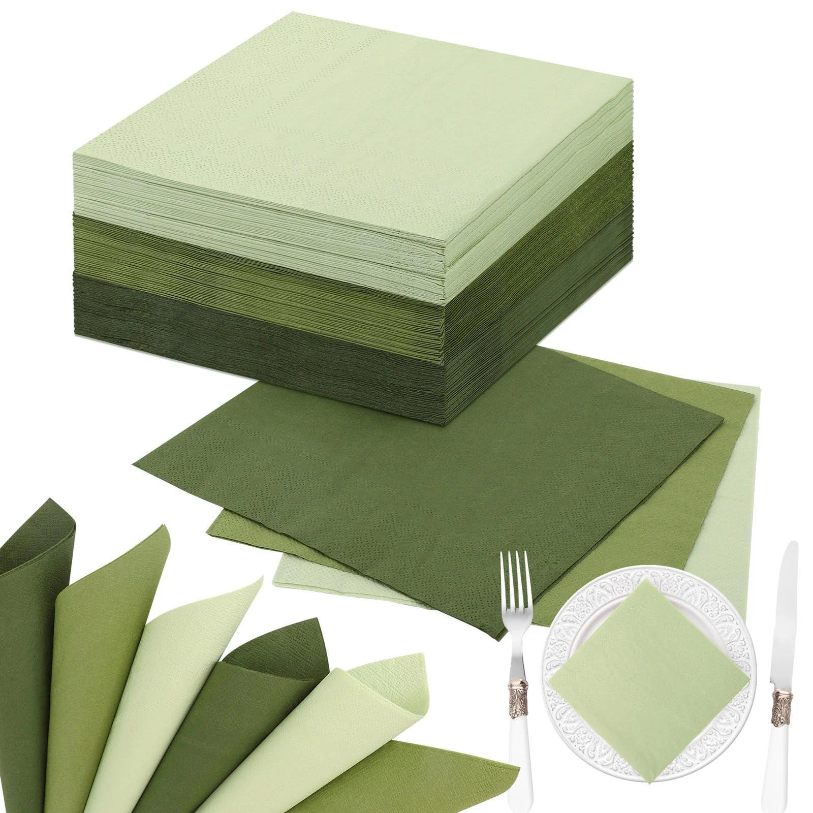 120 Stück Servietten Grün,33 * 33cm Servietten Salbeigrün,Eukalyptus Grün, Papierservietten,Cocktailservietten,Salbeigrüne Papierservietten für Hochzeit, Abendessen, Geburtstag, Brautjubiläum Küche, Haushalt & Wohnen