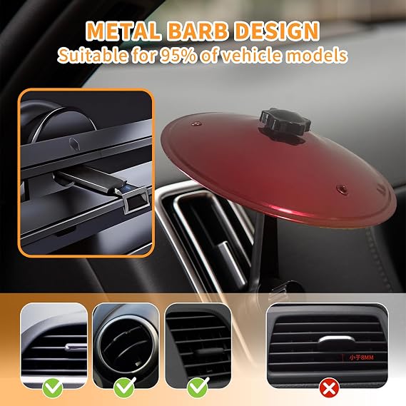 Car Cymbal, Car Crash Cymbal Air Vent - Easy Clip-On Mini Cymbal for Car Dashboard (red)