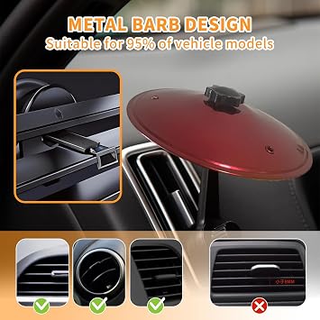 Car Cymbal, Car Crash Cymbal Air Vent - Easy Clip-On Mini Cymbal for Car Dashboard (red)