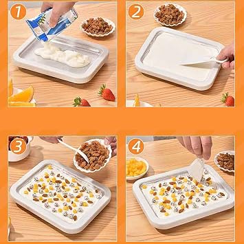 Ice Cream Maker, Roll Ice Maker, Ice Cream Machine, Manual Ice Cream Machine, Cold Plate, Fried Ice Tray, Soft Cream Maker with 2 Spatulas, Perfect for Instant Ice Cream Maker, Roll Ice Cream Maker,