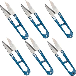 GYGYL - 6 tijeras de coser de 4.3 pulgadas, cortador de hilo en forma de U, tijeras pequeñas para costura, arte, manualidades y proyectos de bricolaje, color azul