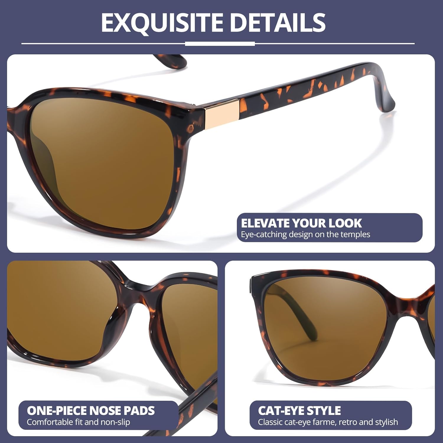 FIMILU 2pack Polarized Sunglasses for Women, Trendy Fashion Sun Glasses Square Retro Glasses UV Protection for Daily Outdoor - Image 4