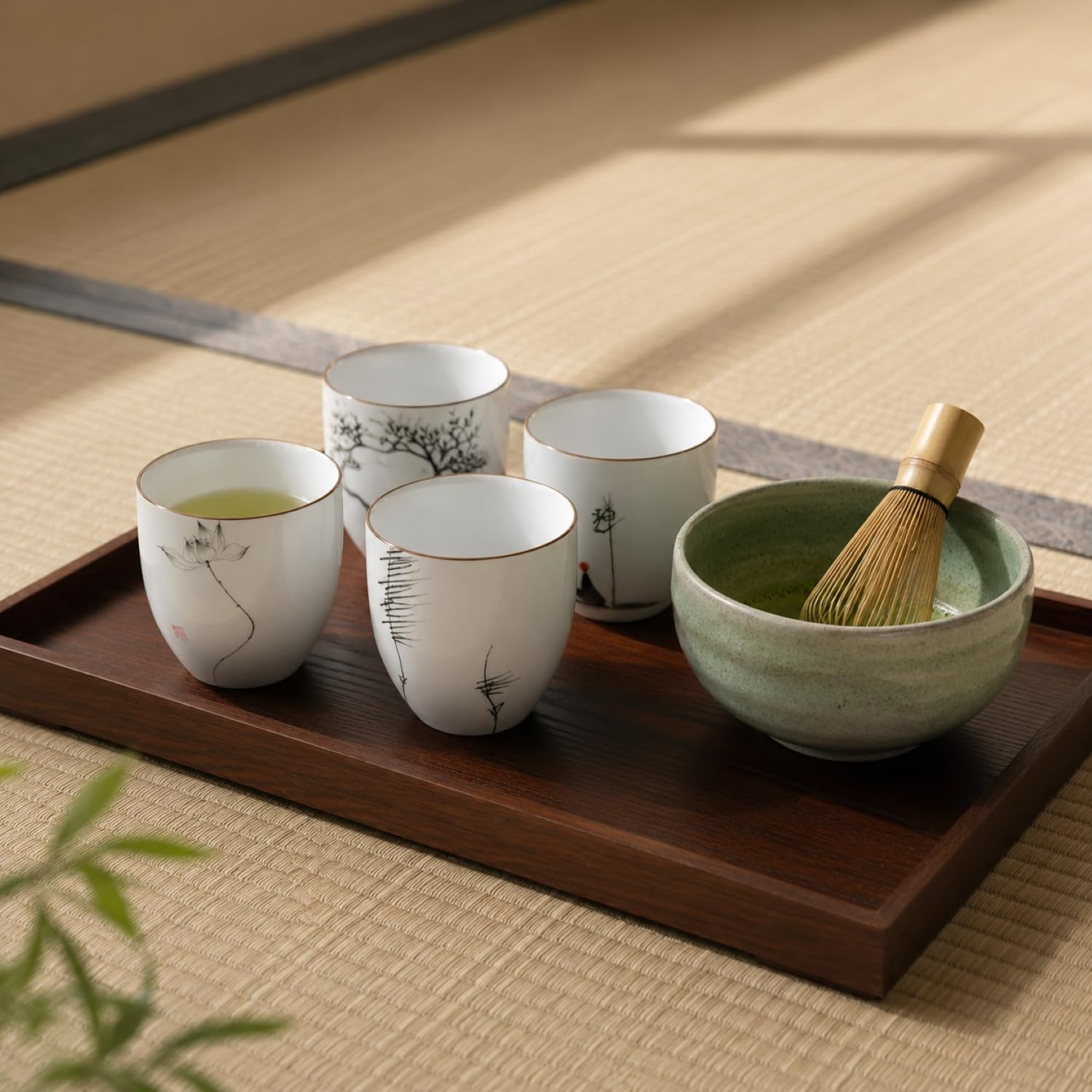I-MART 4 szt. chińskich ceramicznych filiżanek do herbaty kung fu, zestaw filiżanek do herbaty, 140 ml