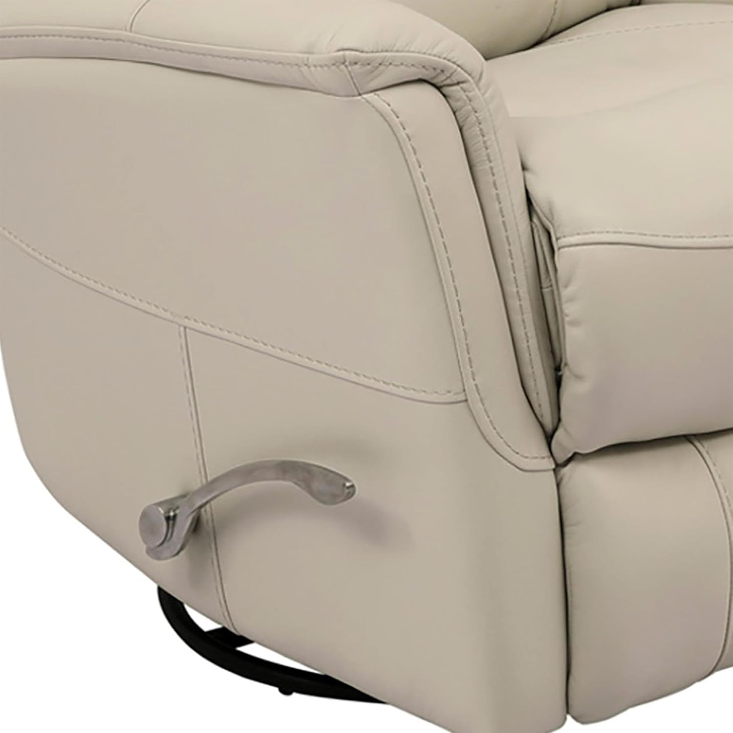 Pemberly Row Leather Manual Swivel Glider Recliner, Ivory Finish, 30"W x 35.5"D x 42.5"H, 360-Degree Swivel, Gliding and Reclining Motion, Articulating Headrest, Foam Cushioned Seating, Residential