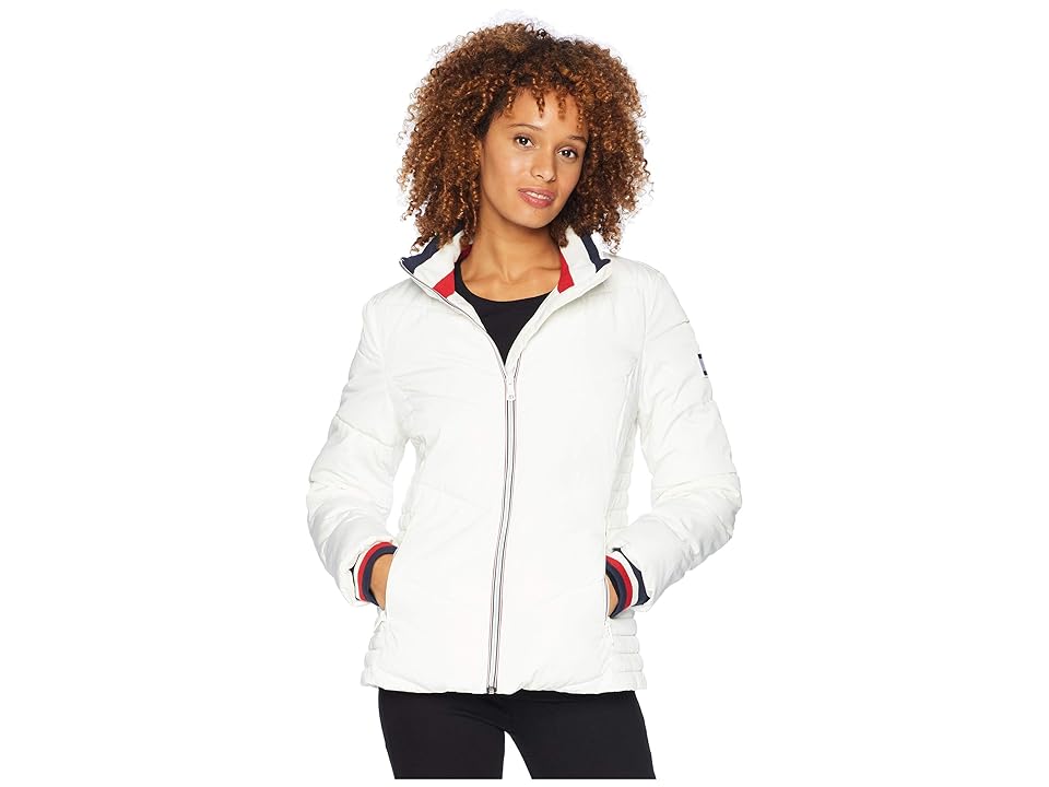 

Tommy Hilfiger Chevron Puffer (White) Women's Coat