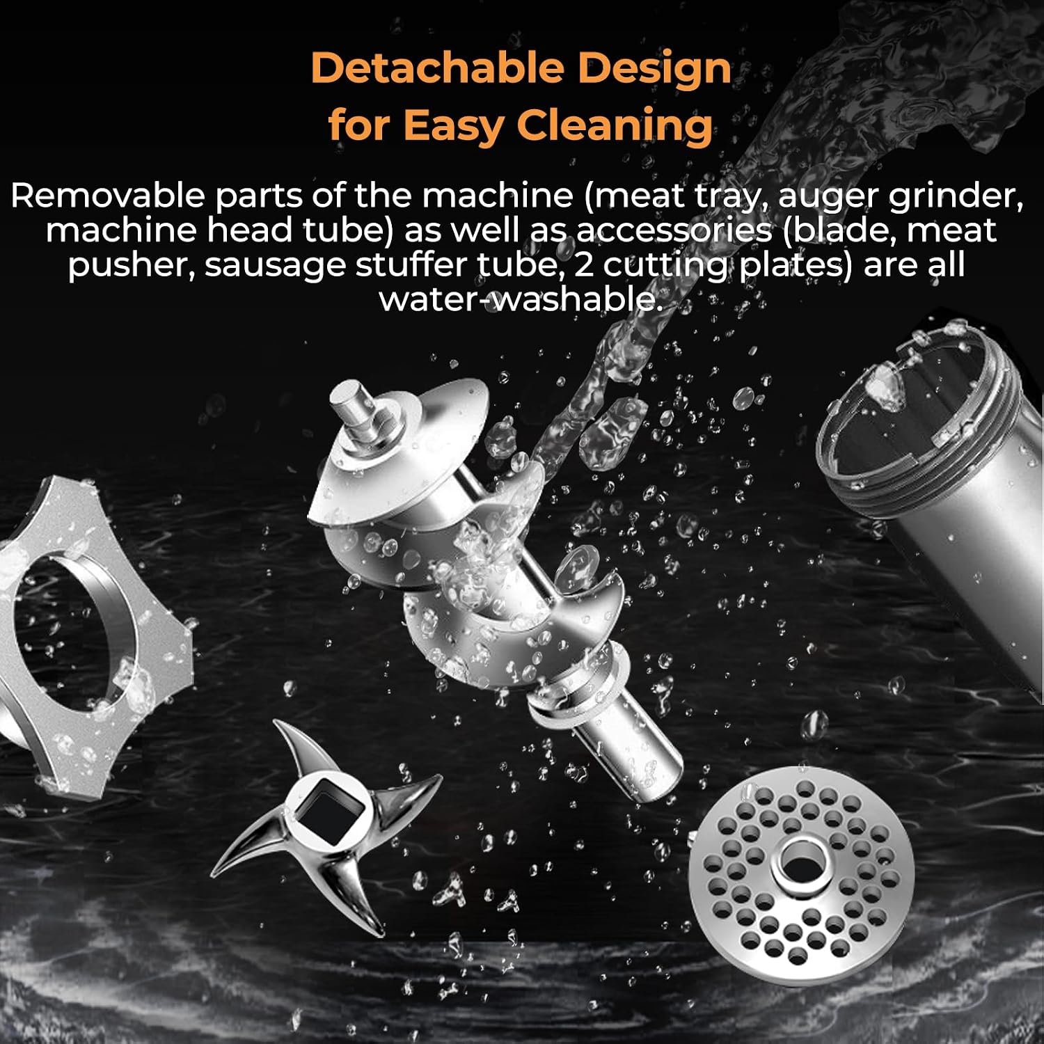 Commercial Meat Grinder, 600W Electric Meat Mincer with 2 Stainless Steel Blades, 3 Grinding Plates & Stuffing Tubes, Heavy-Duty Sausage Grinder for Home Kitchens, Restaurant 110V 300LBS/H