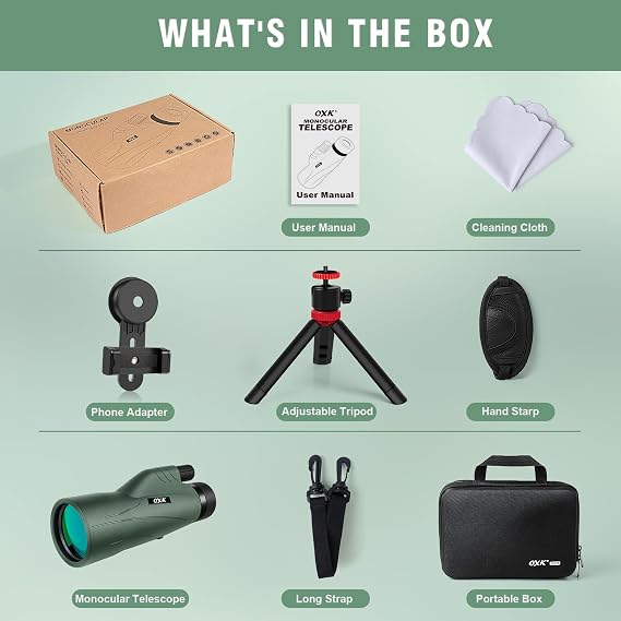 12x56 High Power Monocular Telescope for Adults with Tripod Bag