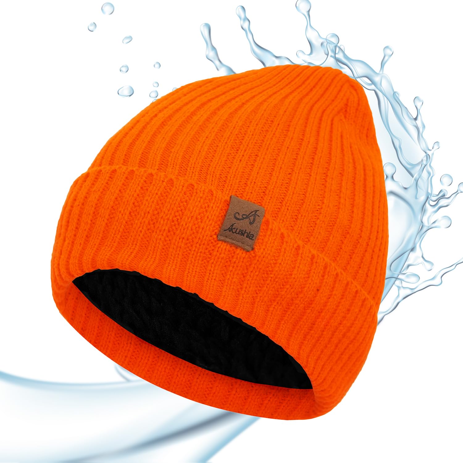 ACUSHLA Gorro impermeable y resistente al viento, gorro de invierno de punto con forro polar grueso para hombres y mujeres, gorro de reloj cálido para clima frío