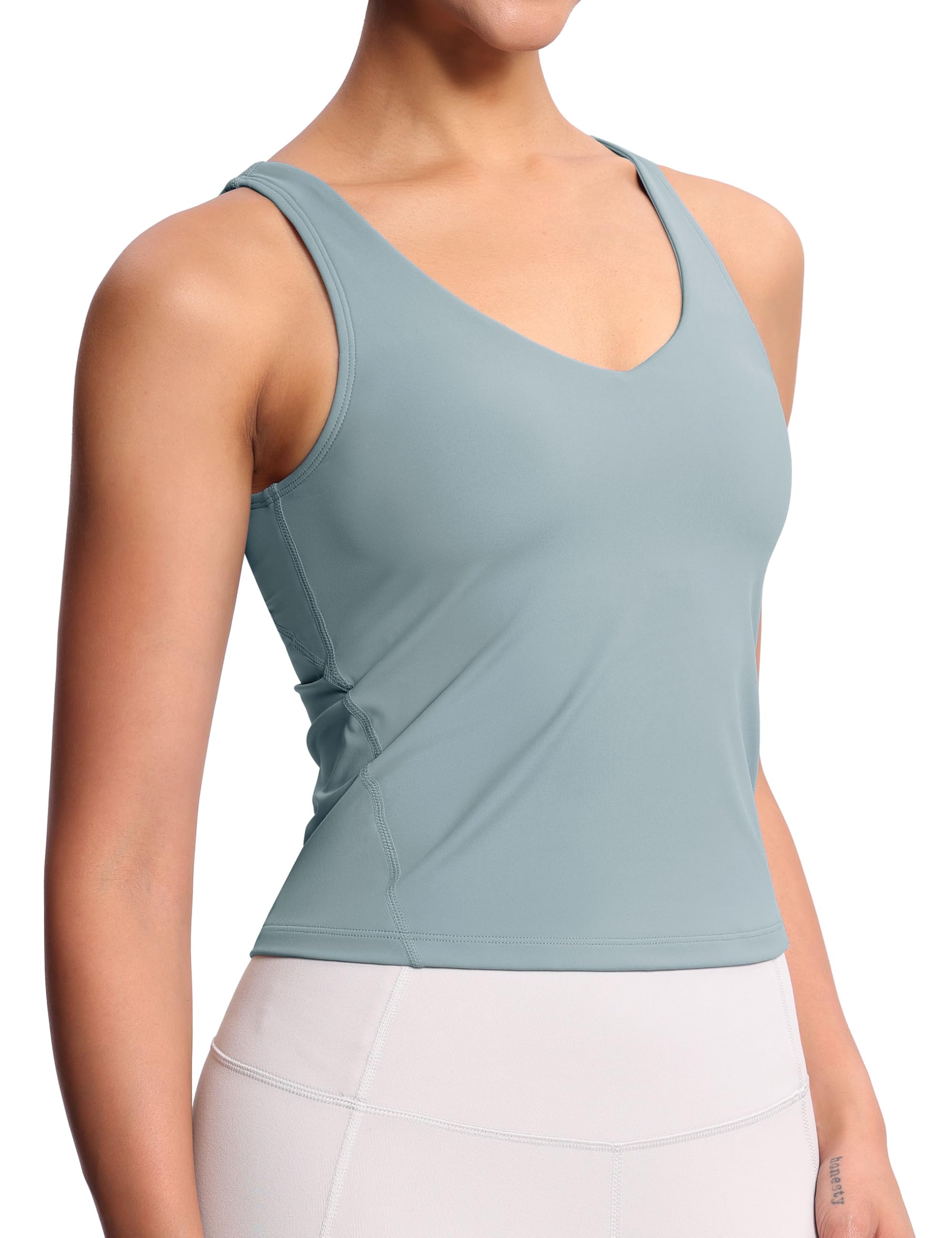 THE GYM PEOPLE Sport BH Damen Longline Crop Tank Top Mit Integriertem BH Yoga Oberteil Fitness Workout Pilates Sports Bra